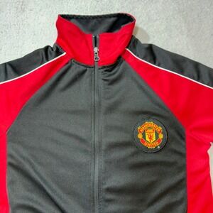 Manchester United Track Jacket Kids L‎ Red Black Good Zip Up Embroidered Crest